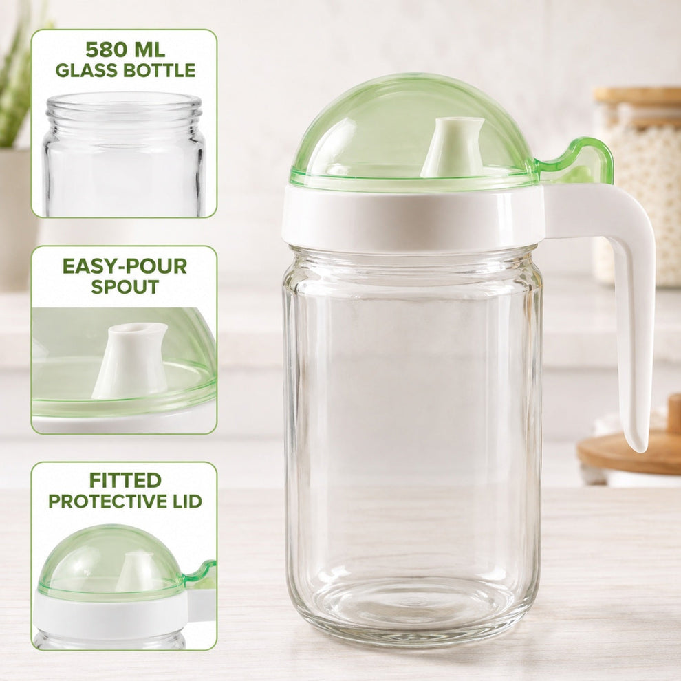 Glass Oil Bottle – 580ml Leak-Proof & Easy Pour Design